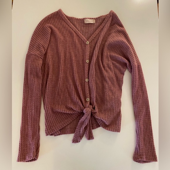 Women’s size small Altar’d State waffle top button front tie bottom - Picture 1 of 4
